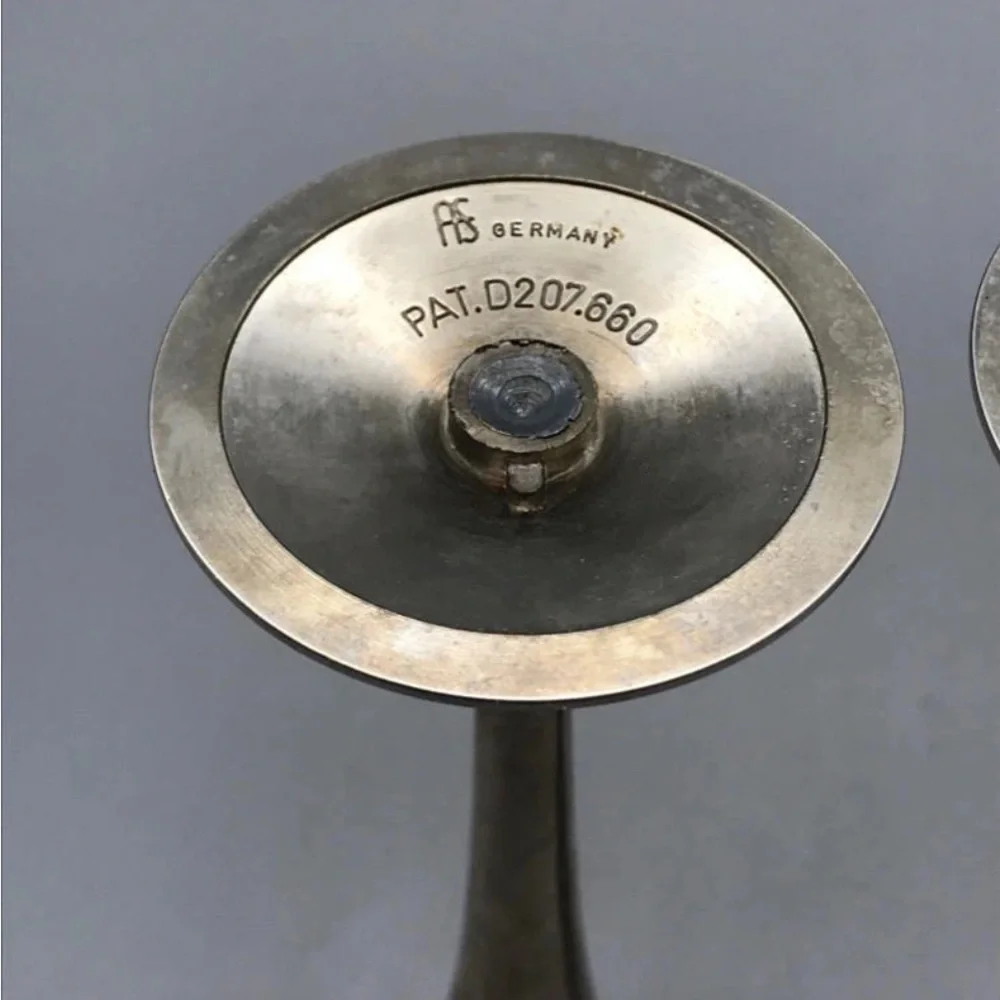 Antique German Pewter Candlestick Holders - Set of 2 - Made in Soumgen Germany
